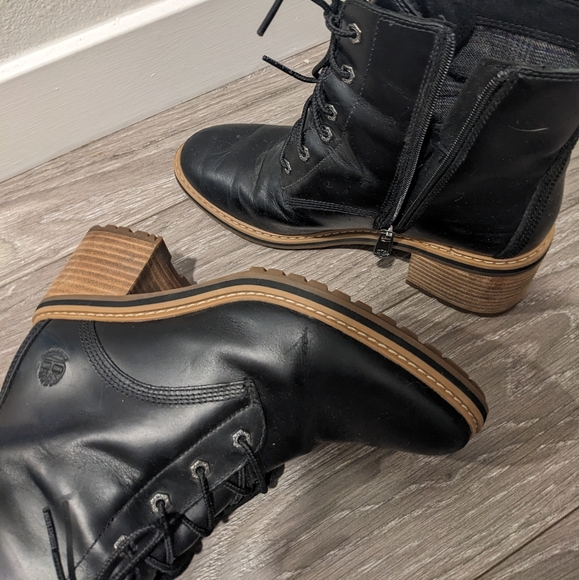 Timberland High Sienna Waterproof side zip stacked heel lace up Chelsea boots - Picture 4 of 13